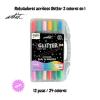 ROTULADOR ACRILICO PINCEL ALEX BOG GLITTER BRUSH MALETA REGALO DOS EN UNO 24 COLORES AB-0680