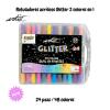 ROTULADOR ACRILICO PINCEL ALEX BOG GLITTER BRUSH MALETA REGALO DOS EN UNO 48 COLORES AB-0681